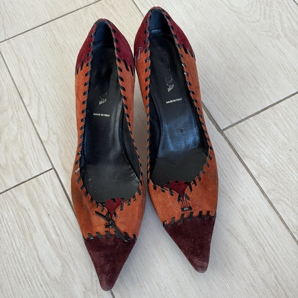 Prada Suede Color block heels